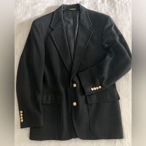 Palm Beach Wool Gold Button Sport Coat Size 40-42 Black Single Vent